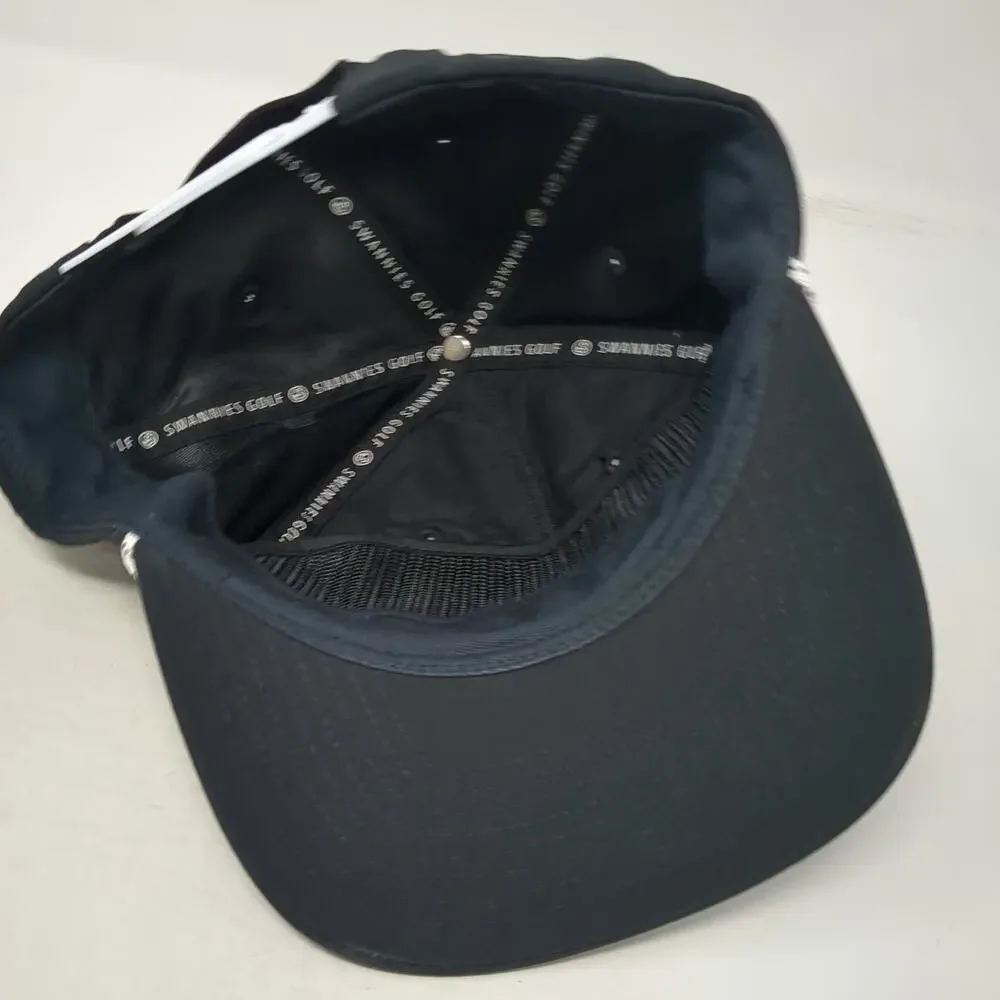 Swannies Golf 5 Panel Black Hat One Size 1895 Rope Performance Snapback Cap